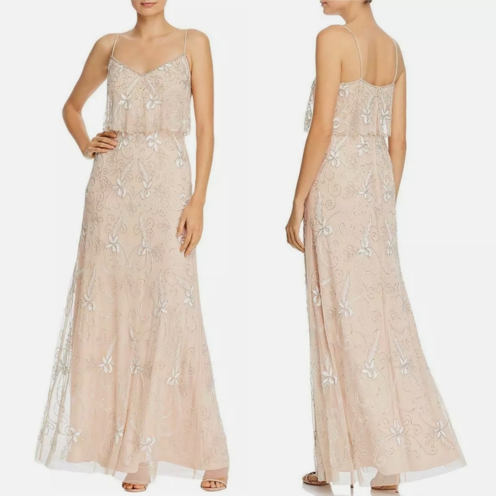 ⭐NWT⭐ Adrianna Pappell - Long Beaded Floral Evening Dress
